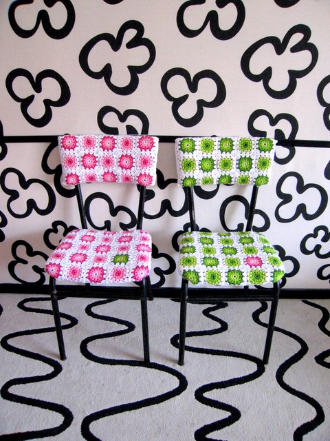 Groovy retro crochet chair covers