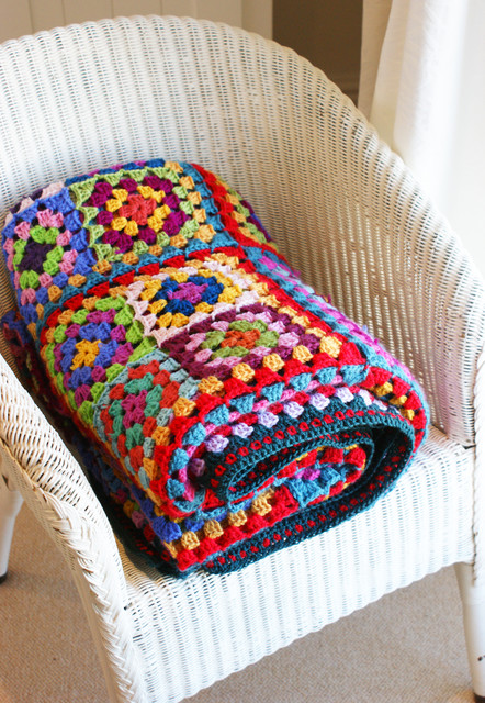 Colourful crochet throw