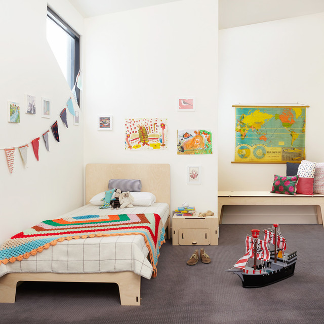 Colourful crochet throw in kid's bedroom